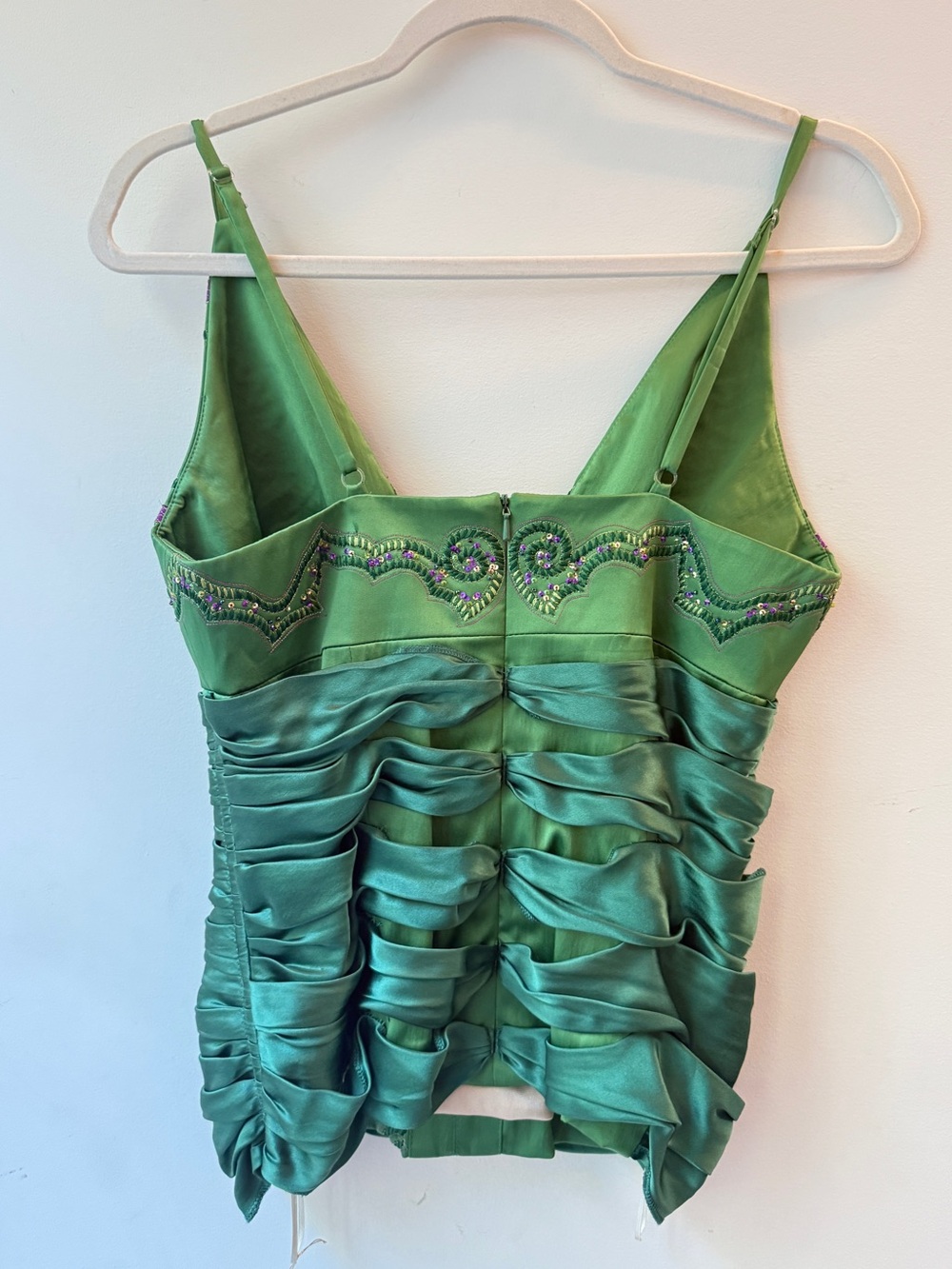 Archival 2005 Mandalay Jade Green Beaded Ruched Corset “SERPENT” Top - Picture 6 of 11